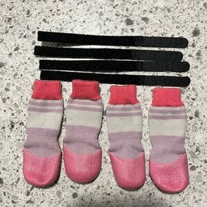 Dog Socks with Rubber Soles & Adjustable Velcro Straps – 4-Pack